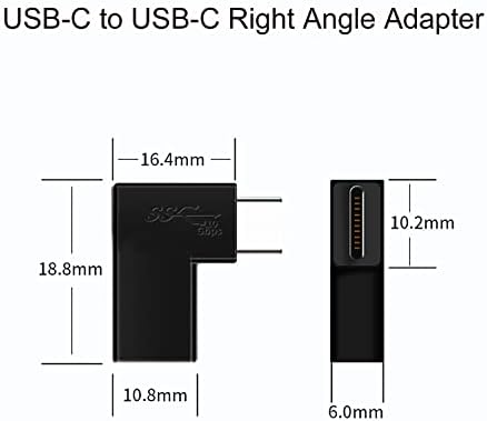Areme USB-C машки до женски адаптер, U облик од 180 степени агол, нагоре и надолу и странична свиоци од 90 степени десен агол тип-c Конектор