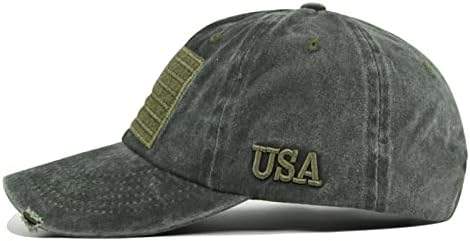 Американско знаме бејзбол капа, прилагодливо за везови, измиена гроздобер памук тексас потресена капа за жени мажи