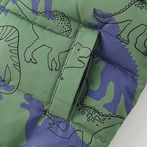 Labishu Toddler Boys Зимска јакна Диносаурус надолу алтернативни елек без ракави качулки Детска патент пуфер надворешна облека
