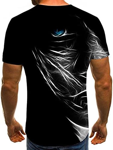 Машка маичка 3Д печатени модни врвови со лесен тенок тенок фит -врвови на мажјак екипажот краток ракав удобни меки маички