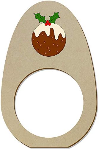 Азиеда 5 x 'Божиќен пудинг' дрвени прстени/држачи на салфета