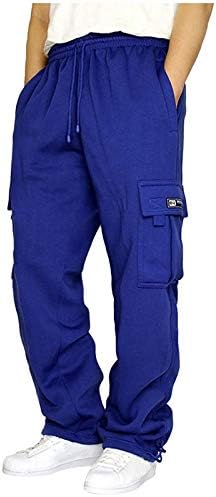 Лесни карго панталони мажи големи и високи масти случајни лабави памук плус големина џеб влечење еластични пантолони од половината-