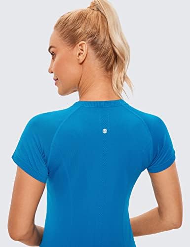CRZ јога лесни кошули за тренингот за жени со краток ракав спортски тимови Брзо суво дишење салата за атлетски врвови