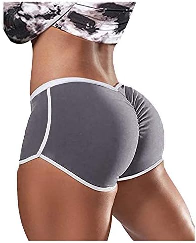 ЈОПКО Јога панталони за жени салата шорцеви за кревање на задникот, руширана јога плен, кој работи кратки контролни тумки контролни