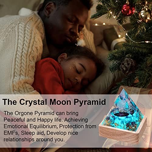Xqigi orgone crystal пирамида, ламба база, оргонитно лекување на медитација Реики камења заштита аметист со бакар за анксиозност баланс анти-стресната