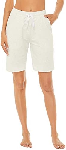 Avacostume Women'sенски 10 “памучен дрес во Бермуда во должина на коленото со џебови со џебови