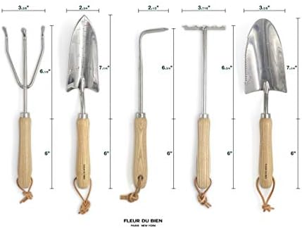 Комплет Градинарски Алат од Нерѓосувачки Челик од 6 Парчиња, Со Рачка Од Дрво Од Пепел И Нелизгачка Гумена Машина За Зафат,