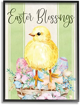 СТУПЕЛ Индустрии Велигденски благослови Текст шарена жолта кокошка корпа за јајца, дизајн од страна на НД уметност