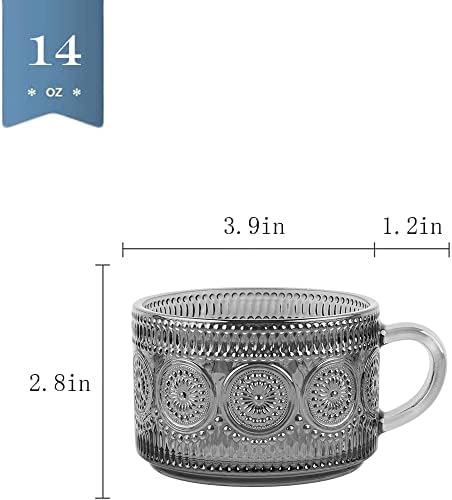 14oz Персонализирани стабилни чаши за кафе со рачка за гроздобер врежани чаши за кафе, чаши за чај за лате, еспресо - прекрасен подарок