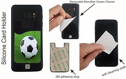 Фудбалска топка на теренот Грасен зелен дизајн - Силиконски 3М лепила кредитна картичка за стапчиња за паричник за iPhone/Galaxy Android Телефонски случаи