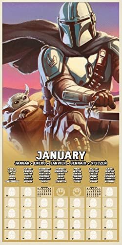 Дизни Војна на Starвездите Мандалорискиот календар 2023 година - месец до планер за преглед 30 см x 30см - Официјална стока