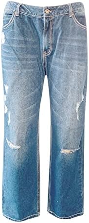 Фармерки со права нозе за жени искинаа фармерки со низок половината за жени карго Jeanан панталони за жени