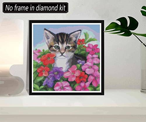 Skryuie 4 пакет 5D дијамантски сликарство јагнешко мачко куче во цветна боја со дијаманти уметност, животно DIY целосна вежба слика по