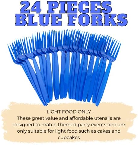 Сини пластични вилушки - Сини лажици за забави, лесен пластичен софтвер, обоени пластични лажици, пластични прибор, прибор за еднократна