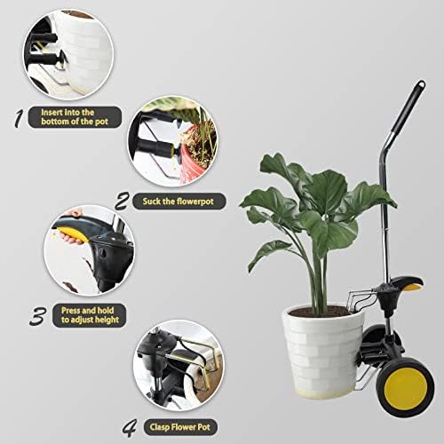 Стискајте мајстор за градинарски садови со бесплатни тркала-добар помошник за носење тешки садови максимум 165 фунти-засилени растителни