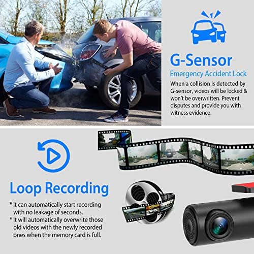 Цртичка Камери Пред, Вграден Во WiFi &засилувач; Откривање на движење &засилувач; Гласовна Контрола Двојна Dashcams За Автомобили, Паметни