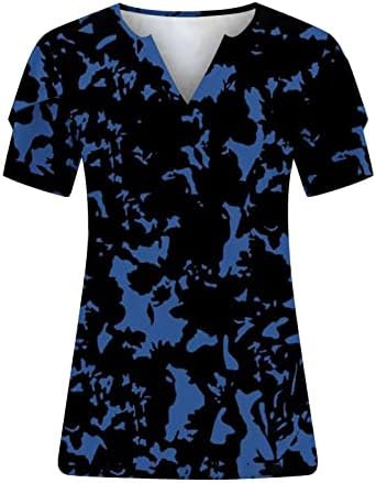 Плус Големина Блузи За Жени Ливчиња Ракав Еднобојни Маици Летни Облечени Обични Кратки Ракави V Вратот Блуза Пуловер