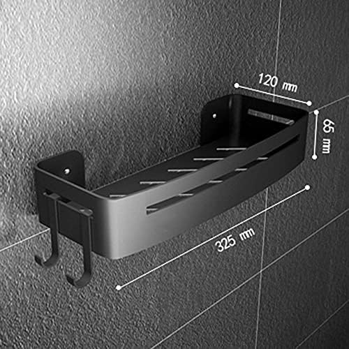 Полици за бања FVRTft Црна решетка за туширање без вежба за бања за бања само лепило монтиран монтиран појас за кука алуминиум за тоалет