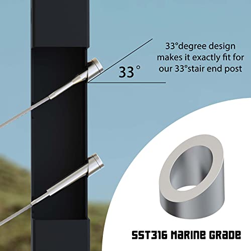 Зора ограда од 33 степени со мијалник 3/8 инчи 10мм, 20 пакувања T316 мијалник од не'рѓосувачки челик за кабелски комплет за