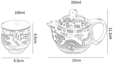 Nfguy Кинески керамички чај сет Кунг Фу Порцелански чај чаша сад сет змеј чајник чајкуп кунгфу театор