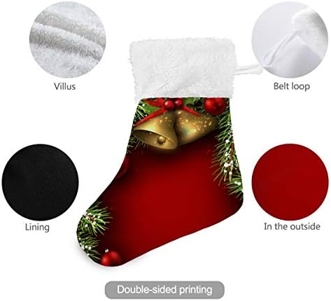 Божиќни чорапи на Алаза Божиќни гранки и sвона Класични персонализирани мали декорации за порибување за семејни сезонски празници
