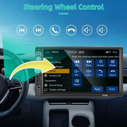Единечен DIN Car Stereo Apple CarPlay Android Auto Bluetooth 5.1, Podofo 7 инчен HD HD екран на допир на автомобили CAR Radio Audio поддршка