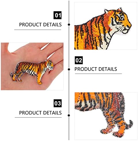 Тигар Апликација за везови за везење на животни: Тигар железо на лепенка 2 парчиња облека шијат на закрпи налепници за облека за DIY в Valentубезни