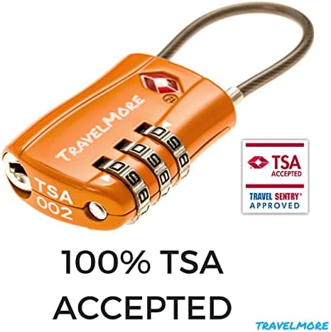 TravelMore 10 Пакет TSA Одобрени Патување Комбинација Кабел Брави Багаж за Куфери-Портокал