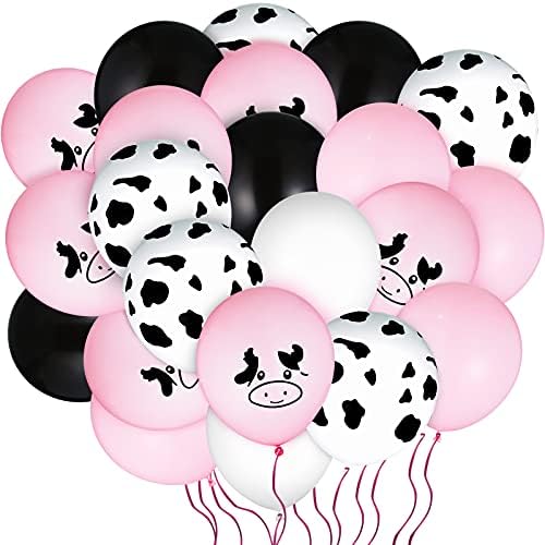 100 Парчиња Кравјо Балони Кравјо Печатење Балон Крава Партија Декорација Балон Розова Крава Латекс Балон За Фарма Животно Тема Роденден Материјали