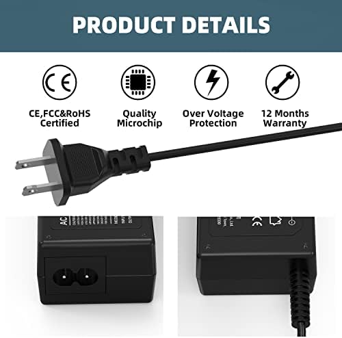 12V AC Power Cord Charger for Dell Monitor 22'' 23'' 24'' 27 S2316H S2316M S2318HN S2340L S2340M S2440L S2740L Sceptre EC Series 24 22 20 27 E225W E205W LED LCD Monitor Power Supply Cord