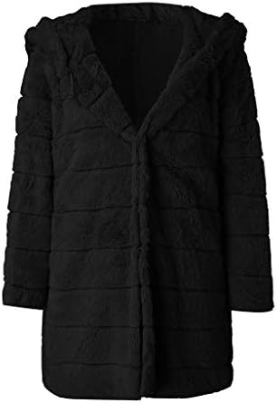 IYYVV жени зимски топло плишано имитација крзно палто со долга јакна со качулка со палто со палто
