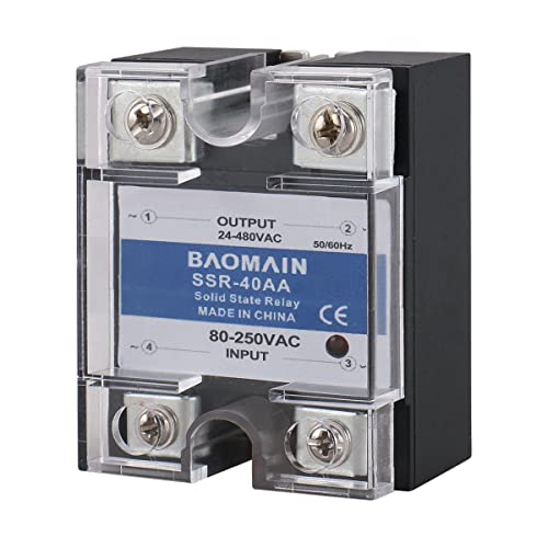 Baomain SSR-40AA 40A AC до AC Опфатен реле за цврста состојба на модулот 80-250V AC 24-480V AC