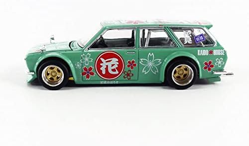 1971 DATSUN 510 WAGON HANAMI V1 GREEN KAIDO HOUSE SPECIAL 1/64 DIECAST MODEL MODEL CAR по вистинска скала минијатури KHMG013